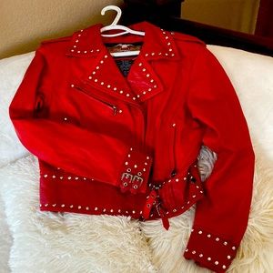 Red,leather, Harley Davidson Jacket. Like new.